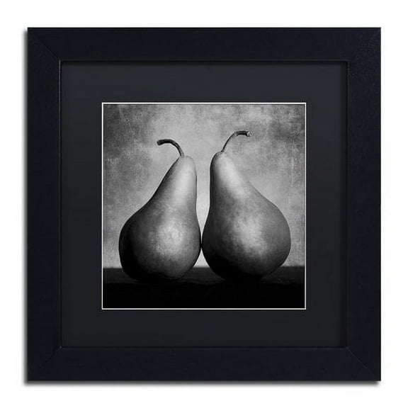 Trademark Fine Art "Peras Enamoradas" Canvas Art by Moises Levy Black Matte, Black Frame