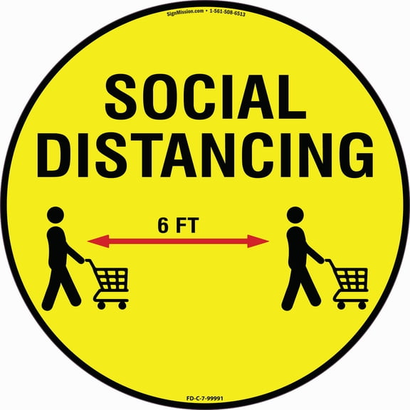 Coronavirus Social Distance 6 Ft Non-Slip Floor Graphic | 3 Pack of 7" Vinyl Decal | Protect Your Business, Work Place & Customers |  Made in The USA
