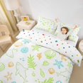 thumbnail image 2 of Castle Fairy Simple Outline Shark Reef Sketch Bedding,Neon Line Ocean Creature Repeat Print Duvet Cover Full,Lime Cyan,Reversible,3pcs,No Comforter,1 Duvet Cover and 2 Pillowcases, 2 of 6