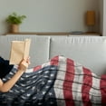 thumbnail image 3 of USA Soft Flannel Fleece Throw Blanket, Fourth of July Independence Day National Democracy Artwork Rough Wood Print, Cozy Plush for Indoor and Outdoor Use, 70" x 90", Dark Blue White Red, by Ambesonne, 3 of 5
