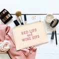 thumbnail image 2 of Koyal Wholesale Funny Makeup Bag Canvas Cosmetic Bag with Zipper Red Lips And Wine Sips Makeup Pouch 6.5 x 9 Inch, 2 of 5