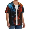 thumbnail image 2 of Fotbe Red And Blue Fire Bird Camisa Estampada de Manga Corta para Hombre, Casual de Verano, Estilo Playero, Sin Arrugas-3X-Large, 2 of 5