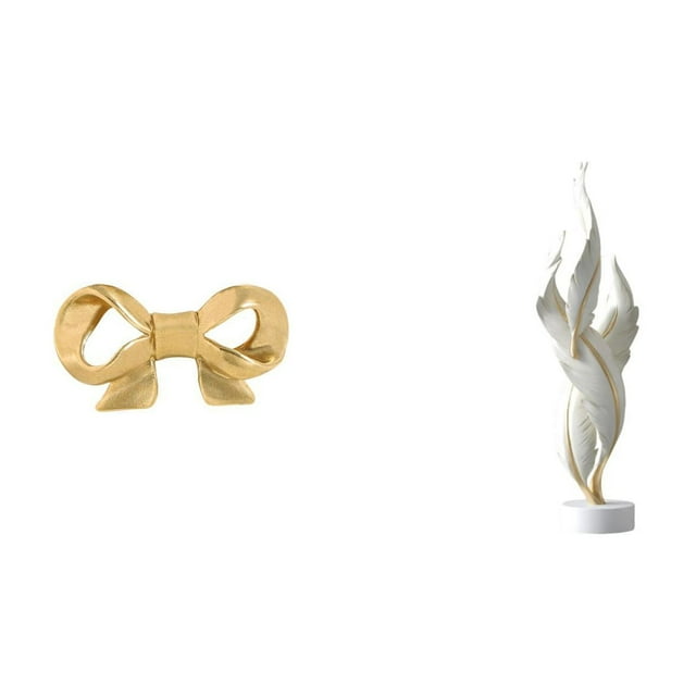 Asa de mueble,Tirador de latón con forma de lazo para muebles o armario,Figura decorativa,Escultura de plumas para escritorio,oficina o decoración del hogar,Figura decorativa de escritorio
