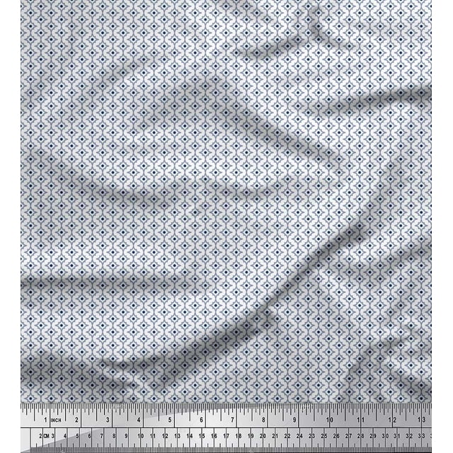 Soimoi Cotton Duck Fabric Dot & Floral Small Decor Fabric Printed Yard 42 Inch Wide