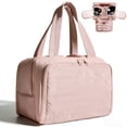 thumbnail image 5 of Gynky Makeup Bags Puffy Travel Toiletry Bag for Women, Lightweight Large Wide-Open Travel Bag Cosmetic Organizer Bag with Handle Water-Resistant Travel Essentials for Toiletries Accessories, Pink, 5 of 10
