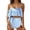 Sky Blue, variant on Maternity High Waist Swimsuit Ruffle Hem Bikini Bathing Suit Shirred Bandeau Two Piece Pregnancy Swimwear