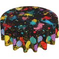 thumbnail image 1 of Black Party Tablecloths 60 Inch Round Table Cover with Colorful Paint Splatter for Family Dinners Patio Indoor Outside Events, 1 of 5