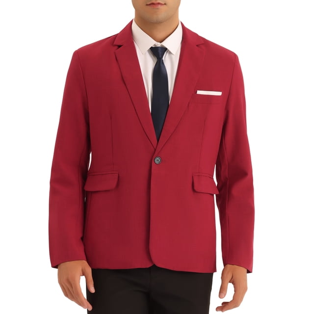 BLAZER PARA HOMBRES INSPIRE CHIC Con Solapa con Muesca y Cierre de Un Botón Color Sólido S Burdeos