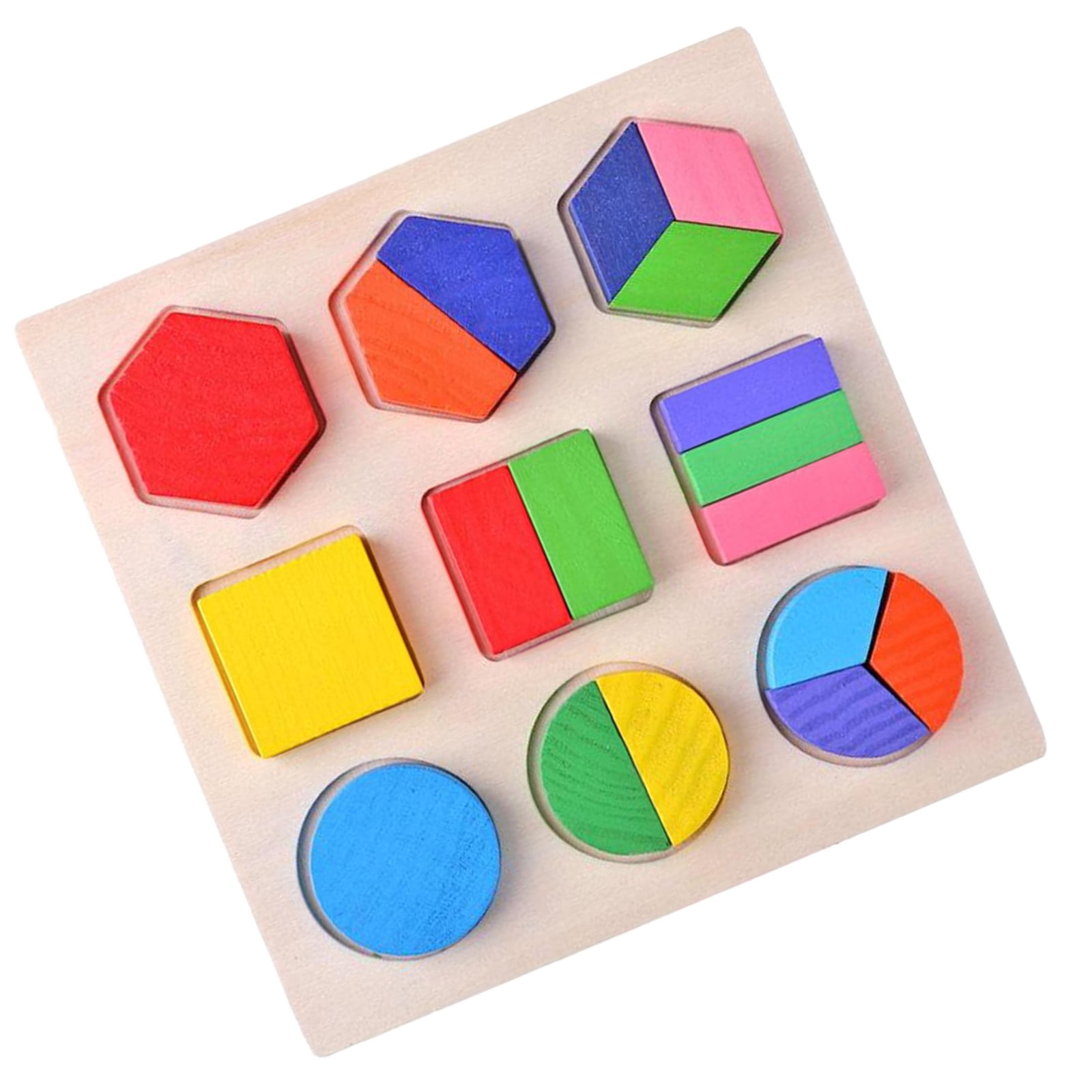 Baby Kids  Early Educational Toy Geometry Clock Block Puzzle Montessori  Wooden 