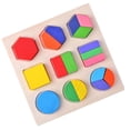thumbnail image 2 of TIELUTT Wooden Geometric Shapes Montessori Puzzle Sorting Math Bricks Preschool Learning Educational Toddler Learning Ages 1-2 Educational Keyboard Multiplication Bead Big for Kids Fractiles-7, 2 of 7