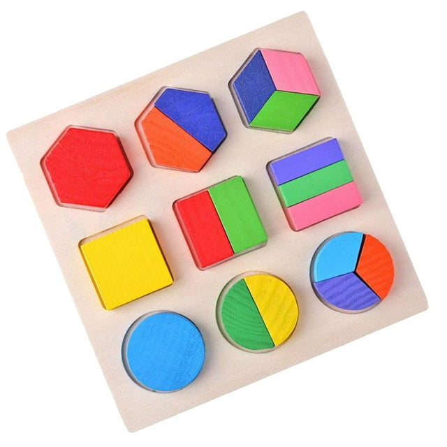Wooden Geometric Shapes Montessori Puzzle Sorting Math Bricks Preschool Learning Educational Game Baby Toddler Toys for Children