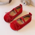 thumbnail image 4 of Toddler Girls Dress Shoes Mary Jane Flats Oxfords Wedding Party Bow Flower Shoes Comfort Loafers Red 12.5(30), 4 of 9