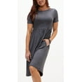 thumbnail image 2 of DEVOPS Women's Casual Short Sleeve Daily T-Shirt Mini Top Dress with Pockets (Medium, Dk.Grey), 2 of 6