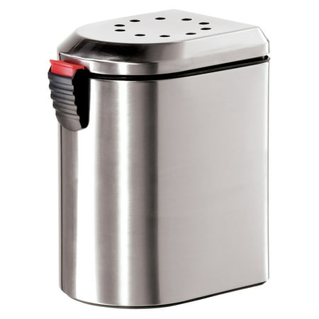 Oggi 7289 Deluxe Stainless Steel Countertop Compost Pail with Ez Open Lid
