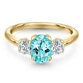 thumbnail image 3 of Gem Stone King 10K Yellow Gold Blue Apatite and Lab Grown Diamond Engagement Ring for Women | 1.74 Cttw | Oval 8X6MM | Gemstone Birthstone | Size 7, 3 of 6