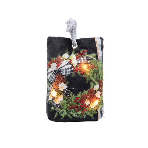 Gingham Wreath Light-Up LED Door Stop