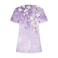 thumbnail image 5 of Sakmal Womens Summer Tops Purple Short Sleeve Floral Square Neckline Button Tunic Ladies Shirts Clearance, 5 of 5