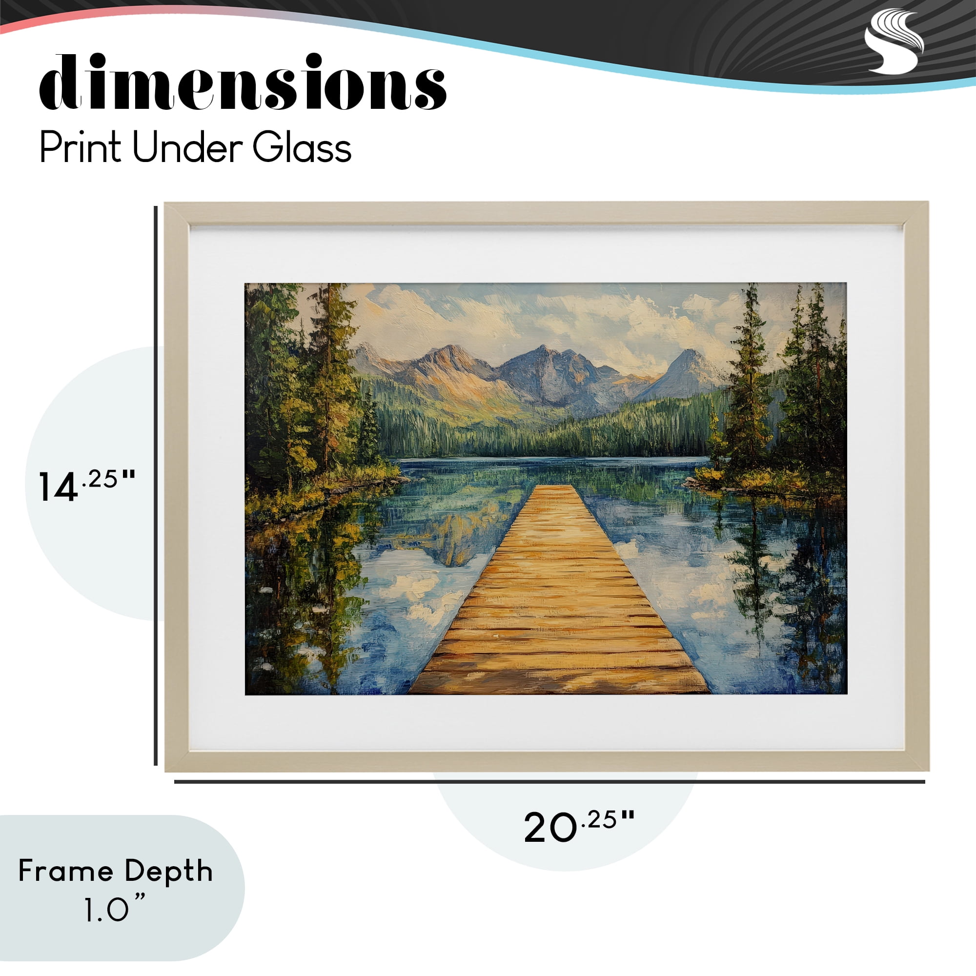 Stupell Industries Dock in The Mountains Birch Framed Print Under Glass, design by Petal Prints Design