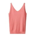 thumbnail image 4 of Razzly Women's V Neck Slim Fit Ribbed Knit Camisole Tops Sleeveless Shirt For Layering And Casual Wear(Watermelon Red,One Size), 4 of 4
