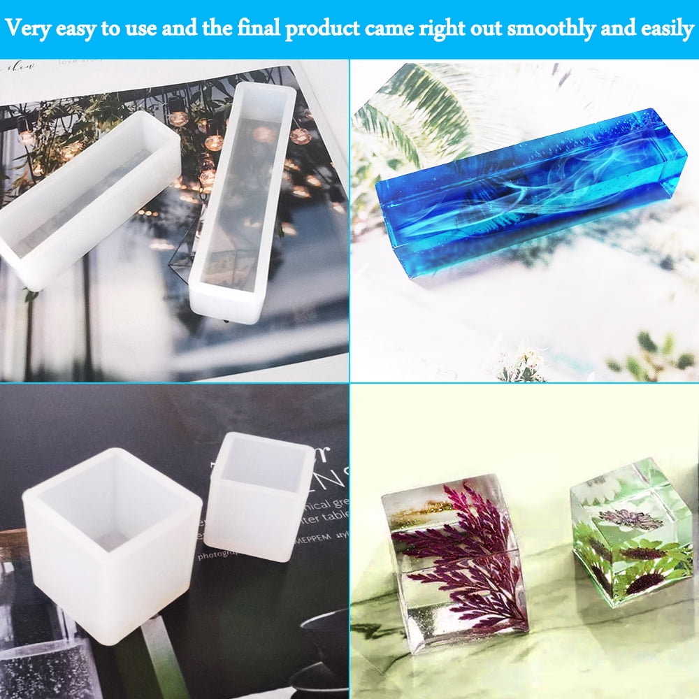 11 Pcs Resin Molds, FineGood Square Silicone Molds for Epoxy Resin Ball Epoxy Resin Molds DIY Cube Box Resin Casting Molds for Jewelry Soap Dried Flower Specimen