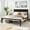 Black Leather (Metal), variant on Amolife King Size Bed Frame, Velvet Platform Bed with Upholstered Wingback Headboard, No Box Spring Needed, Gray