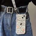 thumbnail image 4 of Funda de teléfono con cordón para iPhone, carcasa de TPU suave con diseño de gato de dibujos animados para modelos 14, 13, 11, 12, 16 Pro Max, XS, X, XR, 8, 7, 15, 14 Plus, 4 of 5