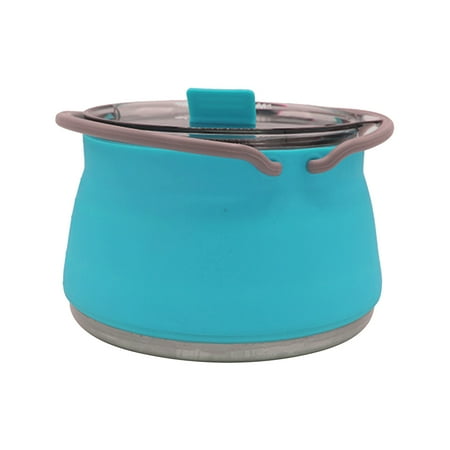 

Xinwanna Folding Silicone Kettle Temperature Resistant Space-saving Food Grade Hiking Cooker Water Boiling Teapot with Lid for Outdoor (Blue)