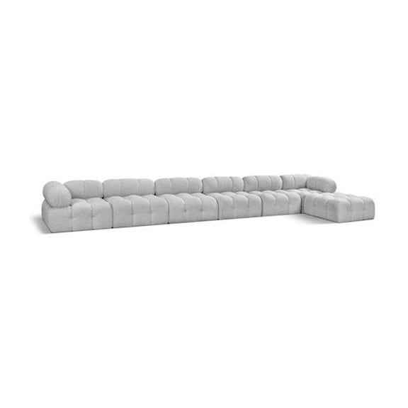 Meridian Furniture Ames Grey Boucle Fabric Modular Sectional