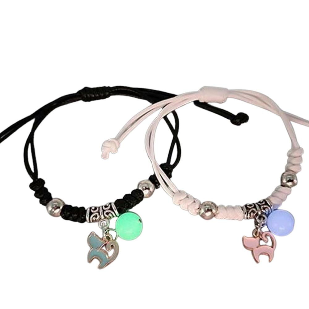  2pcs/Set Moon Star Charms Magnetic Bracelets Woven Thread  Adjustable Bracelets for Women Men Couple Lover Bestfriend Gift: Clothing,  Shoes & Jewelry
