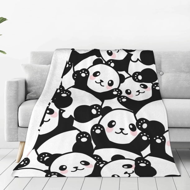 Balery Seamless Pattern Cute Panda Manta de Felpa Suave y Acogedora – Cobija de Franela Aterciopelada para Cama, Lavable y Cálida para Sofá, Mascotas, Transpirable-50"x40"