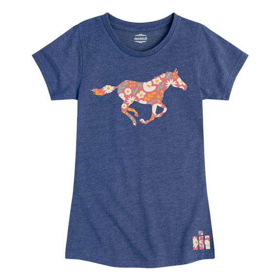 Case IH - Floral Running Horse - Youth Girl Short Sleeve T-Shirt