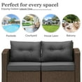 thumbnail image 6 of Cozyhom Brown Wicker Rattan Patio Loveseat,Sectional Couch Corner Chair with Armrest and Dark Gray Cushions, 6 of 7