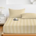 thumbnail image 6 of Queen Size Fitted Sheet Set - Yellow Stripes 3 Piece Bedding Sets 16" Deep Pocket Fitted Sheet with 2 Pillowcases, Modern Vertical Striped Geometric Simple Brushed Microfiber Hotel Luxury Bed Sheets, 6 of 9