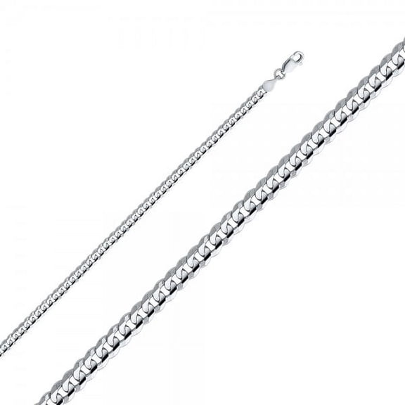 14K White Gold 4mm Cuban Concave Chain :  22"