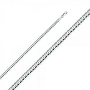 14K White Gold 4mm Cuban Concave Chain : 7.5"