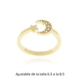 thumbnail image 1 of Anillo dorado ajustable CYRA con luna y estrella con circonias, 1 of 1