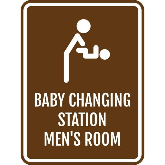 Portrait Round Plus Baby Changing Station Men's Room Wall or Door Sign | General Public Signage - Medium