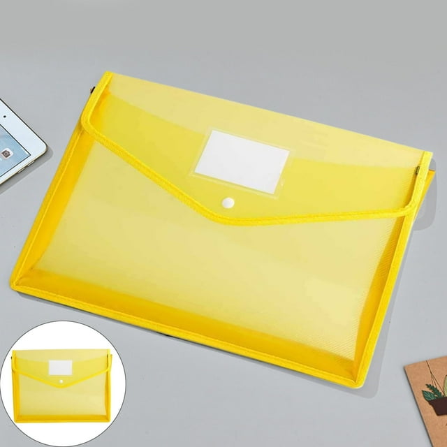 Essentiels de la Rentrée Scolaire Porte-Documents Décor de la Rentrée Pochette Enveloppe Sac de Rangement pour Fichiers avec Bouton-Pression Plastique Transparent Porte-Documents/dossier pour Certificat Jambe