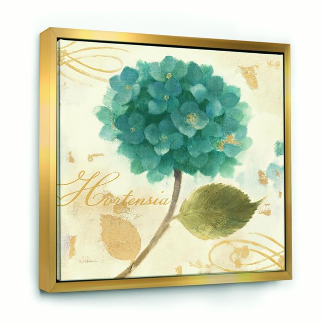 Blue Cottage Flower Hortensia I - Toile Encadrée Style Ferme