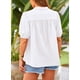 thumbnail image 2 of Camisa PRETTYGARDEN de Algodón Blanca con Botones y Cuello en V Talla M, 2 of 8