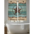 thumbnail image 5 of Sheer Curtains 72 inches Long 2 Panels Set Western Texas Star Retro Turquoise Wooden Rustic Farmhouse Sheer Window Curtain Rod Pocket Voile Drapes for Living Room/Bedroom, Each 52" W x 72" L, 5 of 7
