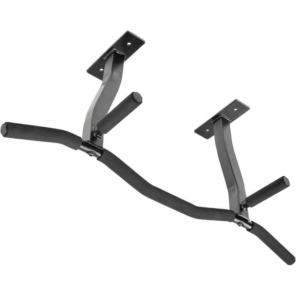 Ceiling Mount Pull Up Bar with Reversible Risers for 16 and 24 Inch Joists with Optimum Grip Spacing by