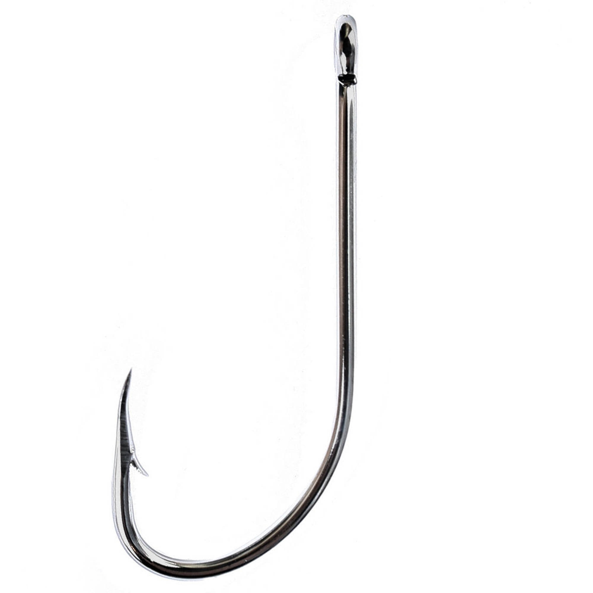 Eagle Claw 085AH-1 Plain Shank Offset Hook, Nickel, Size 1, 10 Pack