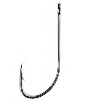Eagle Claw 085AH-1 Plain Shank Offset Hook, Nickel, Size 1, 10 Pack