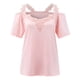 thumbnail image 1 of Gibobby Playera de Manga Corta Casual Suave Sexy Tops Womens Blouse T Sleeve Casual Lace Shirt Solid Short Women's Blouse(Rosa,M), 1 of 5
