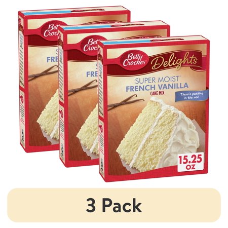 (3 pack) Betty Crocker Super Moist French Vanilla Cake Mix, 15.25 oz.