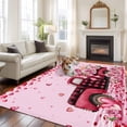 thumbnail image 2 of Large Area Rugs for Living Room Bedroom, Valentine's Day 5'x8' Rug Washable Carpet Runner Indoor Outdoor, Romantic Love Roses Truck Ombre Pink Non Slip Floor Mats Rug for Kitchen, Bathroom, 2 of 8