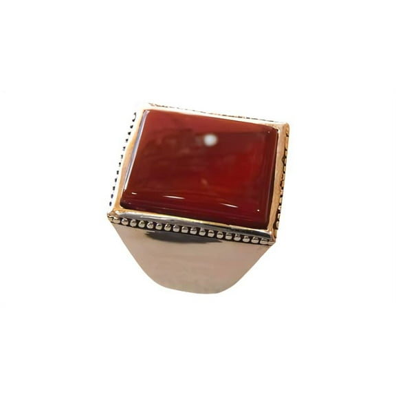 Red Onyx Mens Ring, Natural Red Onyx Gents Ring, December, Silver Jewelry, 925 Silver Ring, Birthday Gift, Heavy Mens Ring, Arabic Design, Ottoman Style Ring, Christmas, Turkey Mens Signet Ring