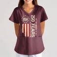 thumbnail image 2 of AHMOMEI S-5XL Plus Size 250 Anniversary USA Women's Scrub Tops Stars Stripes Women’s Nurse Uniforms with Pocket Red M, 2 of 6