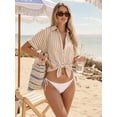 thumbnail image 6 of MOYIKO Swimsuit Coverup for Women Striped Bathing Suit Cover Up Button Down Shirt Beach Cover Ups Summer Outfits, 6 of 7